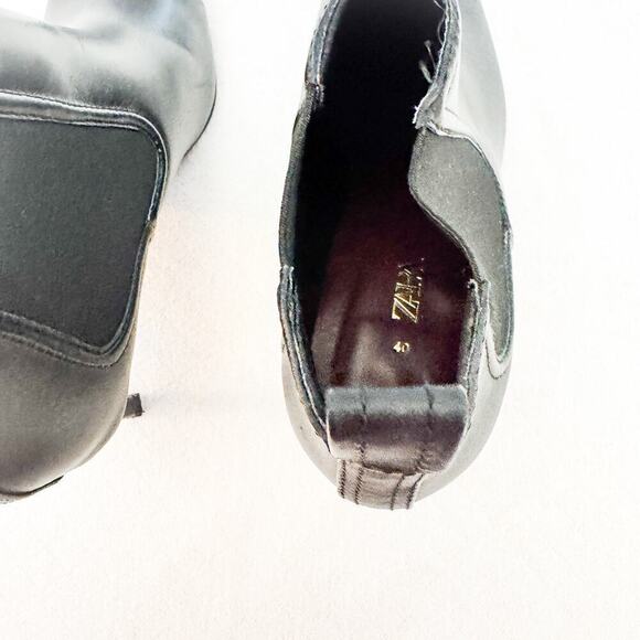 Zara Pointy Toe Leather Heeled Bootie Size 40 MINT - Picture 3 of 6